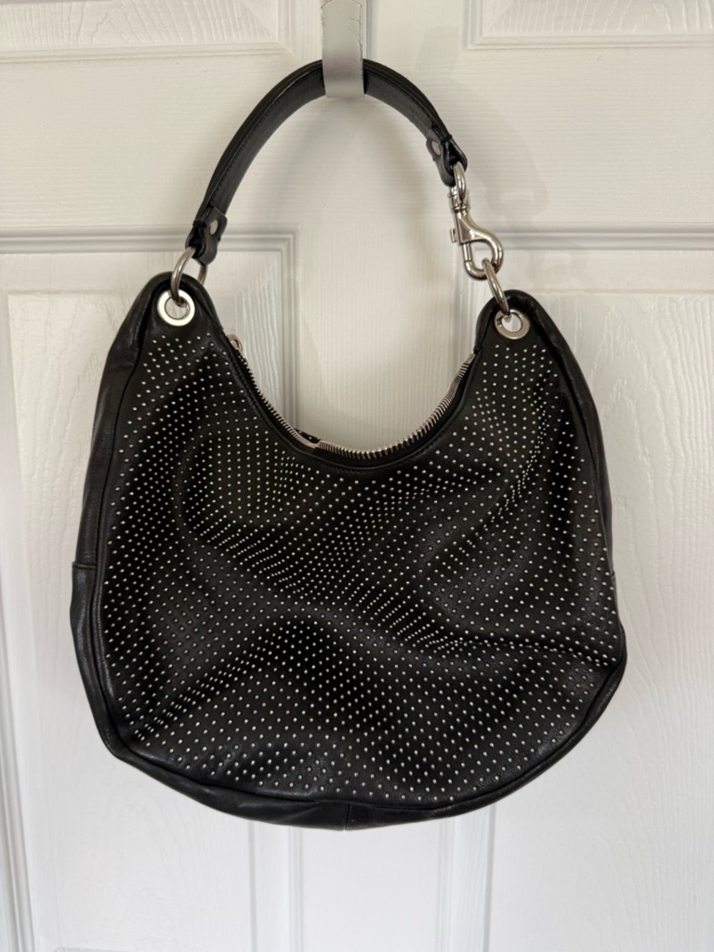 Jimmy Choo Black Studded Shoulder Hobo